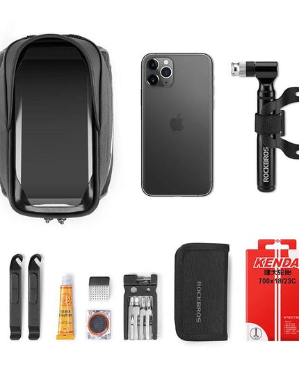 ROCKBROS Front Bike Bag Sensitive Touch Screen Reflective 1L Bicycle Bag Double Zipper Separate Storage Bag MTB Bike Accessories