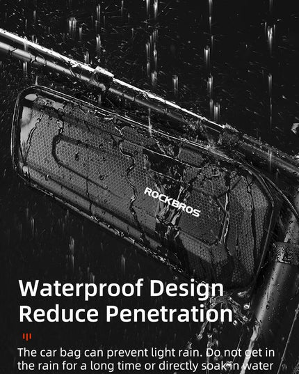 ROCKBROS Hard Shell Bicycle Bag MTB Road Bike Bag Carbon Pattern Waterproof Top Tube Bag Cycling Saddle Bag 1.5L High Capacity