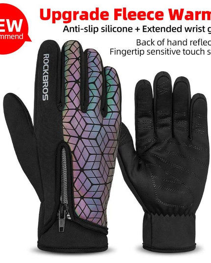ROCKBROS Winter Bicycle Gloves Touch Screen Thermal Fleece Climbing Skiing Bike Gloves Men Women Windproof Warm Cycling Gloves