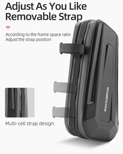 ROCKBROS Hard Shell Bicycle Bag MTB Road Bike Bag Carbon Pattern Waterproof Top Tube Bag Cycling Saddle Bag 1.5L High Capacity