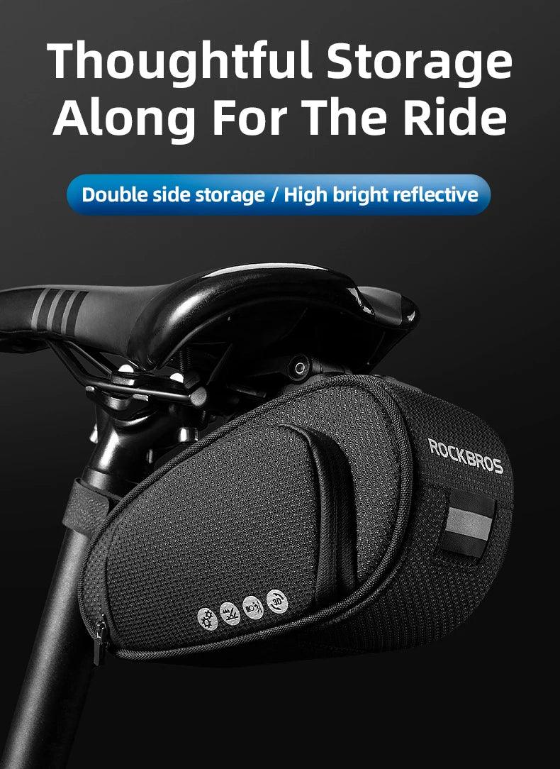 ROCKBROS Rainproof Bicycle Bag Shockproof Bike Saddle Bag For Refletive Rear Large Capatity Seatpost MTB Bike Bag Accessories