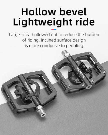 ROCKBROS 2 In 1 Bicycle Lock Pedal With Free Cleat For SPD System MTB Road Aluminum Anti-slip Sealed Bearing Lock Accessories