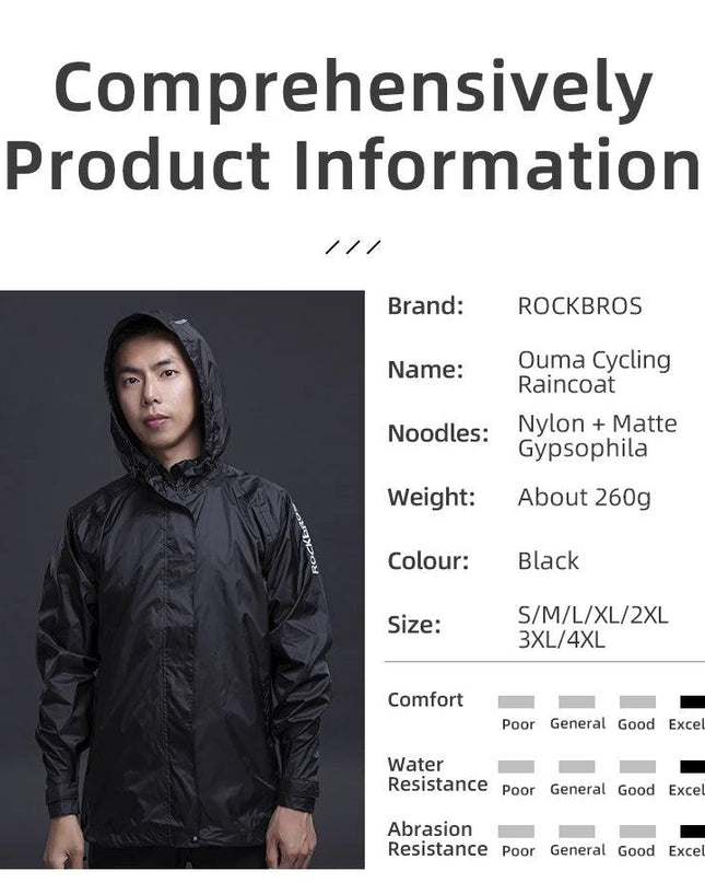 ROCKBROS Cycling Waterproof Jacket Men Breathable Reflective Hooded Raincoat Waterproof  Outdoor Sport Windbreaker European Size