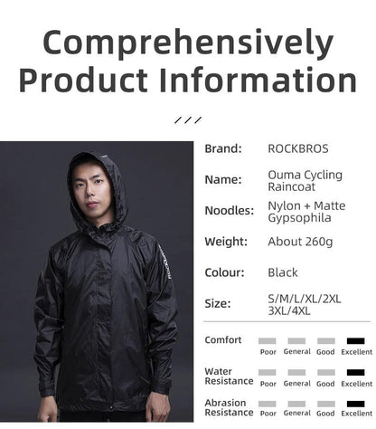 ROCKBROS Cycling Waterproof Jacket Men Breathable Reflective Hooded Raincoat Waterproof  Outdoor Sport Windbreaker European Size