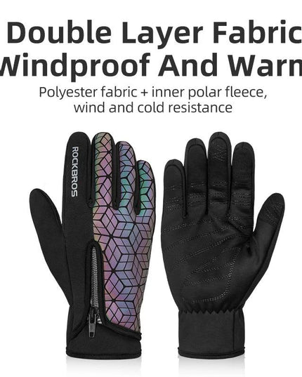 ROCKBROS Winter Bicycle Gloves Touch Screen Thermal Fleece Climbing Skiing Bike Gloves Men Women Windproof Warm Cycling Gloves