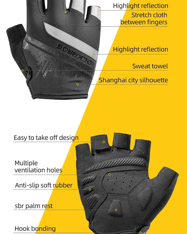 ROCKBROS Cycling Gloves Half Finger Shockproof Wear Resistant Breathable MTB Road Bicycle Gloves Men Women Sports Bike Equipment