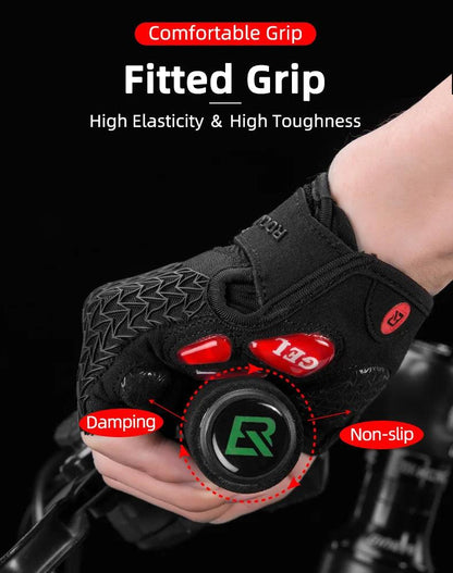 ROCKBROS Cycling Gloves Half Finger Shockproof Wear Resistant Breathable MTB Road Bicycle Gloves Men Women Sports Bike Equipment