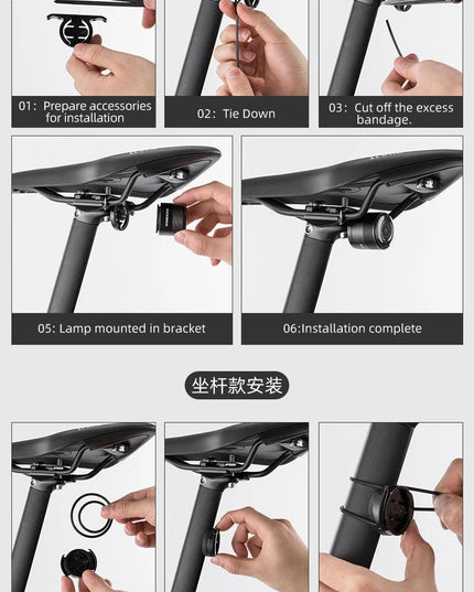 ROCKBROS Bicycle Rear Light USB Charging Safety Warning Cycling Light Colorful Bicycle Tail Light Bike Light Bike Accessories