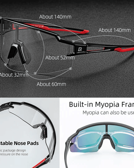 ROCKBROS Photochromic Cycling Glasses Polarized Built-in Myopia Frame Sports Sunglasses Men Women Glasses Cycling Eyewear Goggle