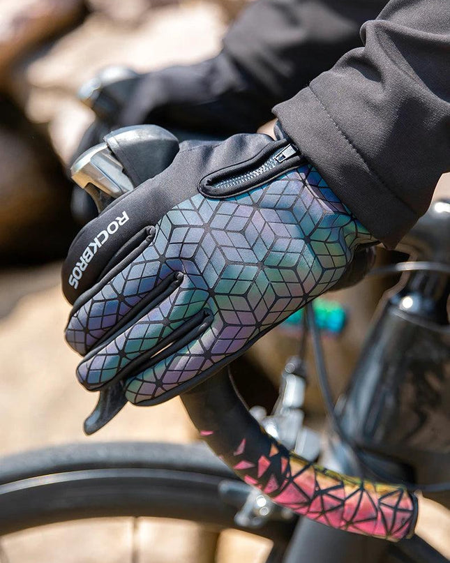 ROCKBROS Winter Bicycle Gloves Touch Screen Thermal Fleece Climbing Skiing Bike Gloves Men Women Windproof Warm Cycling Gloves