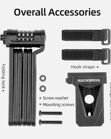 ROCKBROS Bike Lock Zinc Alloy Four-Digit Security Anti-Theft Lock Foldable Password 85CM Lock Door MotorBike Accessories