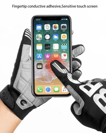 ROCKBROS Cycling Gloves Shockproof Wear Resistant SBR Men Women Full Finger Windproof Gloves Breathable Lengthen  Warm MTB Glove