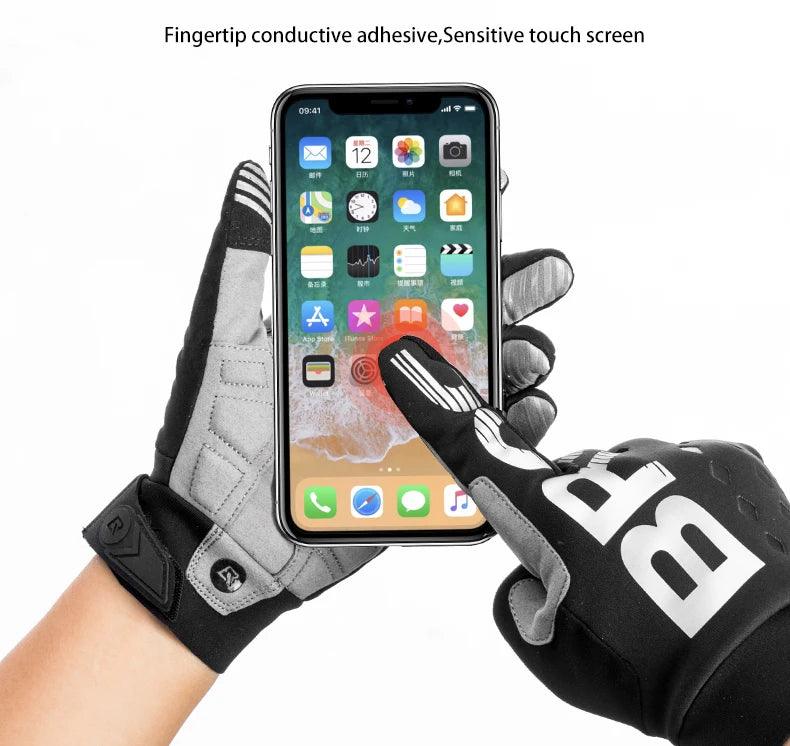 ROCKBROS Cycling Gloves Shockproof Wear Resistant SBR Men Women Full Finger Windproof Gloves Breathable Lengthen  Warm MTB Glove