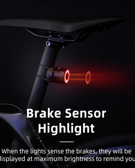 ROCKBROS Bike Tail Light MTB Road Bike Night Cycling Rear Light Smart Brake Sensor Warning Light Waterproof Bicycle Accessories
