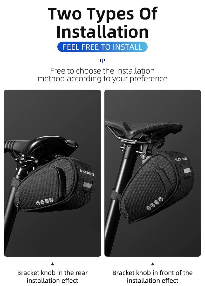 ROCKBROS Rainproof Bicycle Bag Shockproof Bike Saddle Bag For Refletive Rear Large Capatity Seatpost MTB Bike Bag Accessories