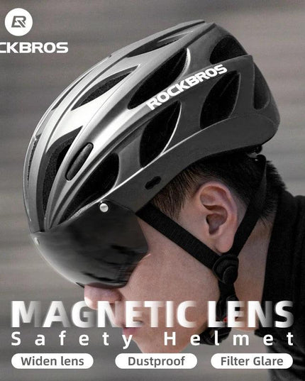 ROCKBROS Bicycle Helmet Men EPS Integrally-molded Breathable Cycling Helmet Men Women Goggles Lens Aero MTB Road Bike Helmet