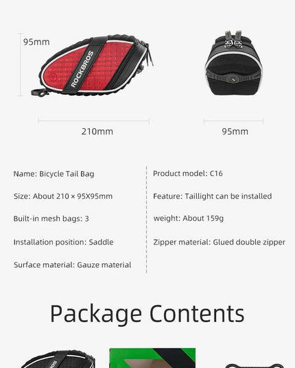 ROCKBROS Bike Bag 3D Shell Rainproof Saddle Bag Reflective Bicycle Bag Shockproof Cycling Rear Seatpost Bag MTB Bike Accessories