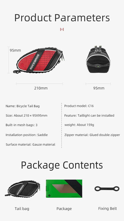 ROCKBROS Bike Bag 3D Shell Rainproof Saddle Bag Reflective Bicycle Bag Shockproof Cycling Rear Seatpost Bag MTB Bike Accessories