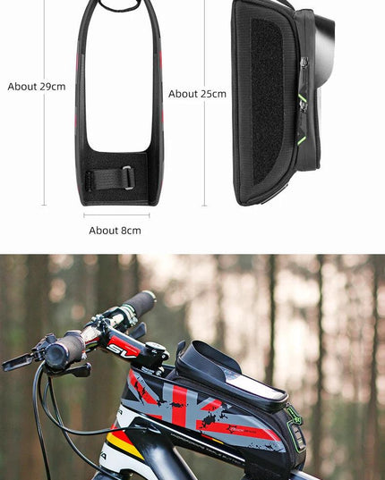 ROCKBROS Bicycle Bag MTB Road Bike Bag Rainproof Touch Screen Cycling Front Tube Frame Bag 5.8/6.0 Phone Case Bike Accessories