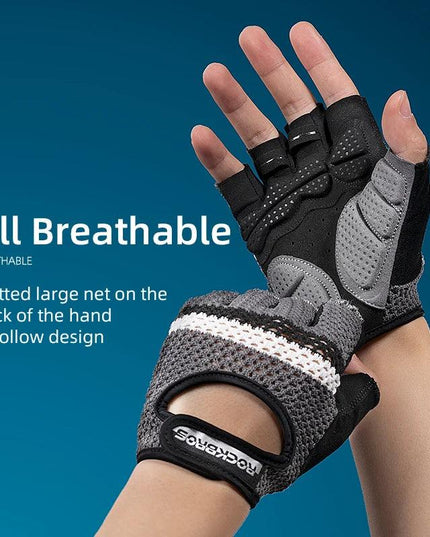 ROCKBROS Women Men's Cycling Gloves Fitness Breatahble SBR Shockproof Fingerless Gloves Moto MTB Bike Gloves Bicycle Accessories