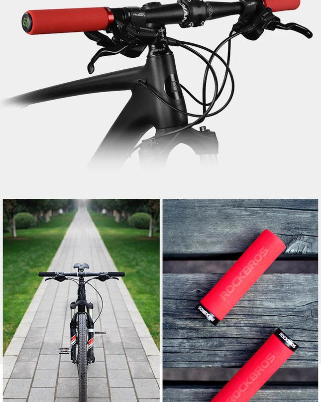 ROCKBROS Bicycle Grips MTB Silicone Sponge Handlebar Grips Anti-skid Shock-absorbing Soft Bike Grips Ultraight Cycling Handlebar