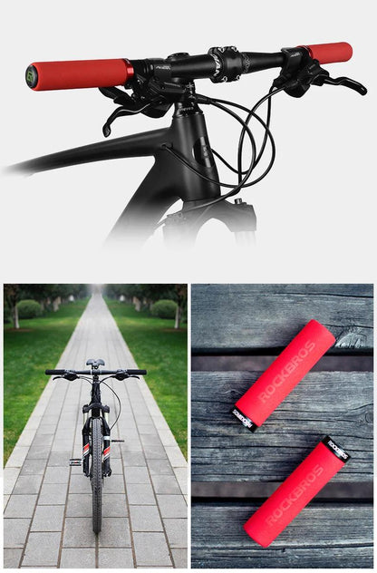 ROCKBROS Bicycle Grips MTB Silicone Sponge Handlebar Grips Anti-skid Shock-absorbing Soft Bike Grips Ultraight Cycling Handlebar