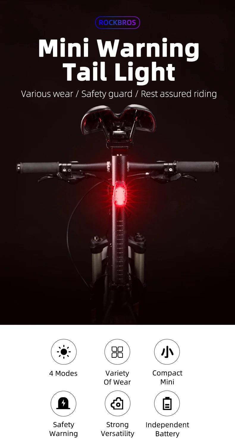 ROCKBROS Bike Tail Light Mini MTB Road Bike Light Warning Helmet Light Rear Bag light Portable Running Light Bicycle Accessories