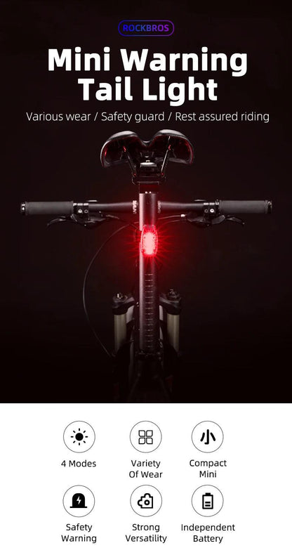 ROCKBROS Bike Tail Light Mini MTB Road Bike Light Warning Helmet Light Rear Bag light Portable Running Light Bicycle Accessories