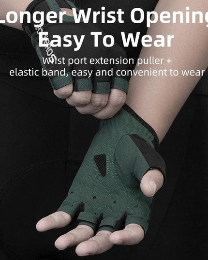 ROCKBROS Cycling Gloves Breathable Sweat-Wicking Net Bicycle Half Gloves Men Women High Stretch Fabric Sports Bike Gloves