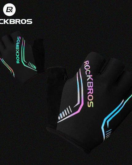 ROCKBROS MTB Road Male Cycling Gloves High Reflective Ant-slip Shockproof Fingerless Gloves For Bicycle Motorcycle Accessories
