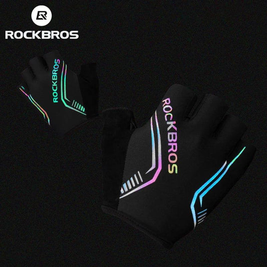 ROCKBROS MTB Road Male Cycling Gloves High Reflective Ant-slip Shockproof Fingerless Gloves For Bicycle Motorcycle Accessories