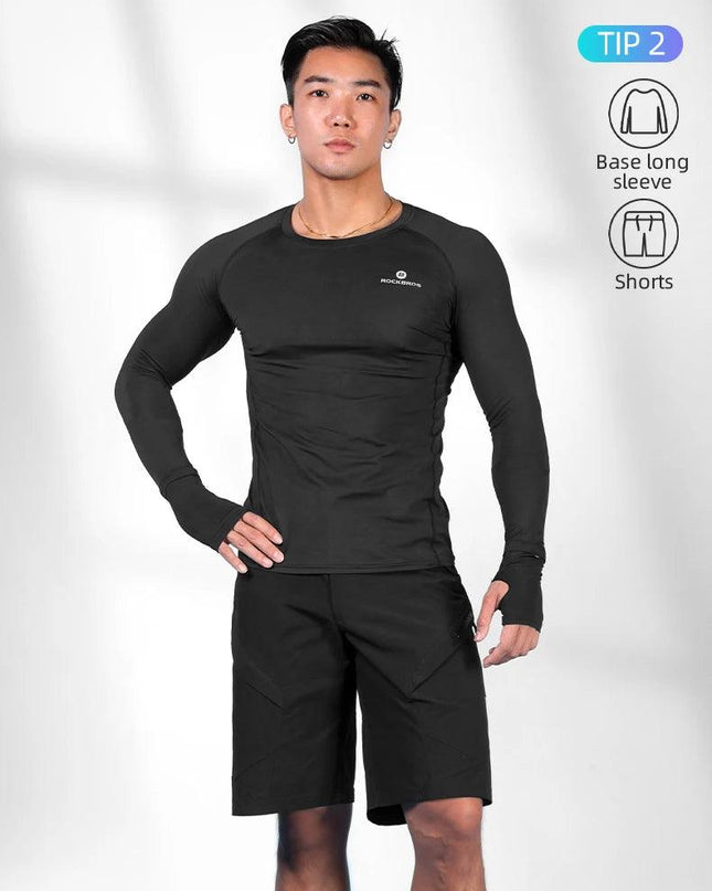 ROCKBROS Men's Tracksuit Gym Fitness Compression Sports Suit Clothes Running Jogging Sportwear Exercise Workout Tights 5 Pcs/Set