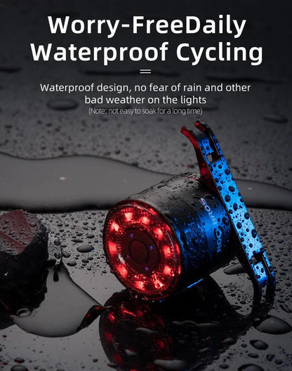 ROCKBROS Bicycle Rear Light USB Charging Safety Warning Cycling Light Colorful Bicycle Tail Light Bike Light Bike Accessories