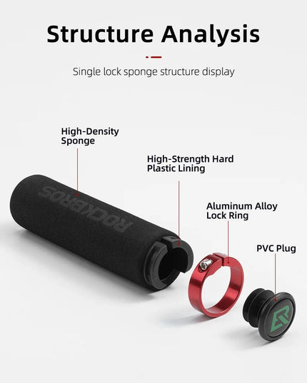 ROCKBROS Bicycle Grips MTB Silicone Sponge Handlebar Grips Anti-skid Shock-absorbing Soft Bike Grips Ultraight Cycling Handlebar