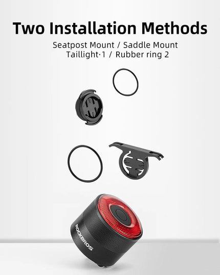 ROCKBROS Bike Tail Light MTB Road Bike Night Cycling Rear Light Smart Brake Sensor Warning Light Waterproof Bicycle Accessories