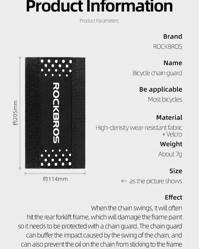 ROCKBROS Bicycle Chain Protection Cycling Ultralight Chain Guard Cover Quick Dry Chain Protector Stay Rear Fork Bike Accessories