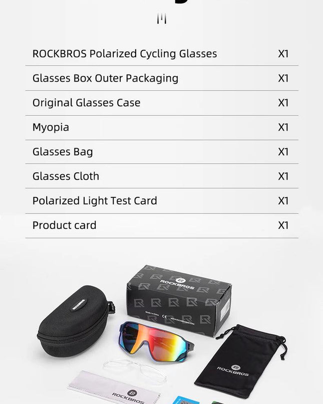 ROCKBROS Polarized Glasses UV400 Sunglasses Sport Protection Glasses Bicycle Eyewear Outdoor Hiking Camping Golf Cycling Goggles