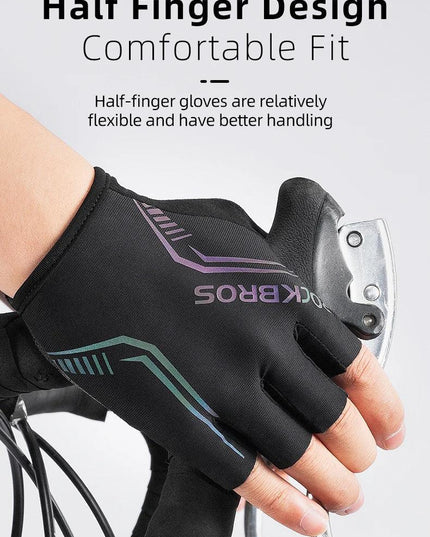 ROCKBROS MTB Road Male Cycling Gloves High Reflective Ant-slip Shockproof Fingerless Gloves For Bicycle Motorcycle Accessories