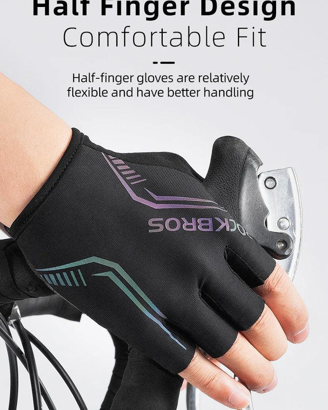 ROCKBROS MTB Road Male Cycling Gloves High Reflective Ant-slip Shockproof Fingerless Gloves For Bicycle Motorcycle Accessories