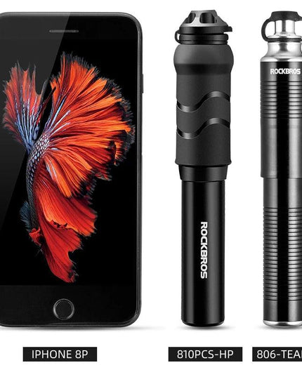 ROCKBROS Bike Bicycle Pump Mini Portable 110 PSI Pressure Aluminum Alloy For MTB Air Pump Cycling Tire Inflator Bike Accessories
