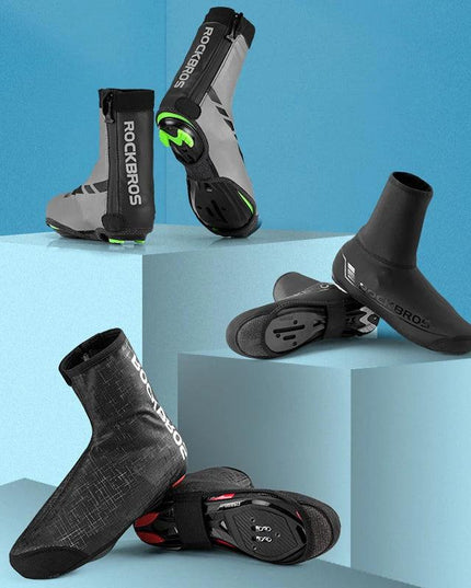 ROCKBROS Winter Waterproof Cycling Shoe Cover Reflective Thermal Elastic Rainproof Bike Shoe Cover Cycling Overshoes Boot Covers