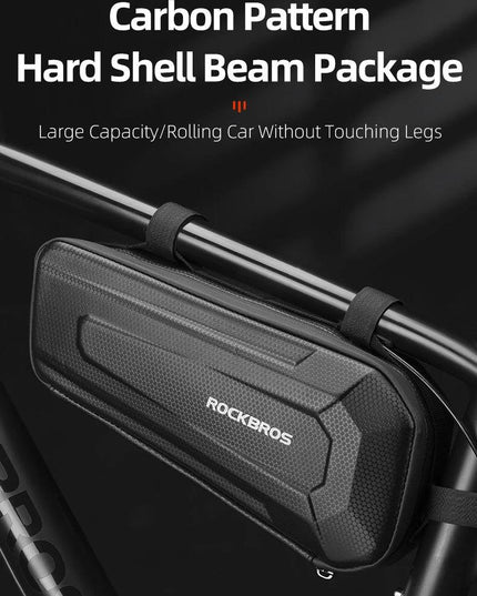 ROCKBROS Hard Shell Bicycle Bag MTB Road Bike Bag Carbon Pattern Waterproof Top Tube Bag Cycling Saddle Bag 1.5L High Capacity