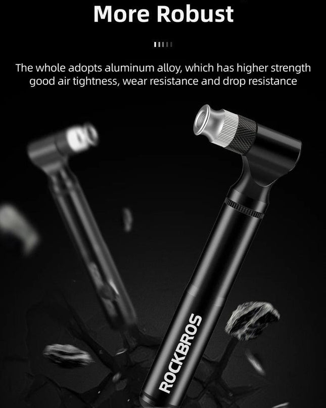 ROCKBROS Mini 130PSI Bicycle Pump Aluminum Alloy Wear-resistant Portable Drop-proof Bike Inflator For AV FV Ultralight Air Pump