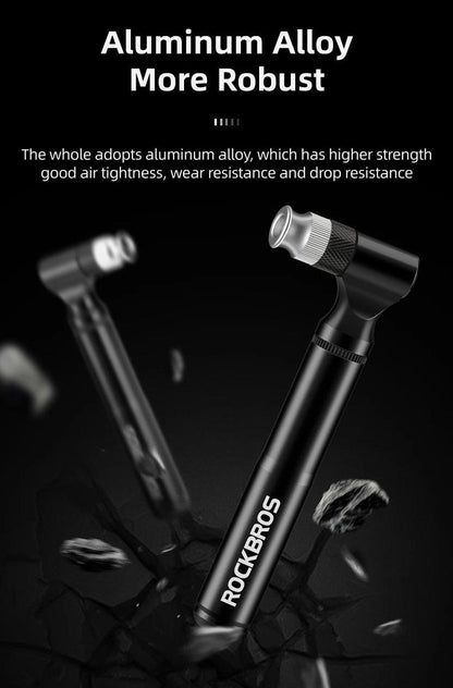 ROCKBROS Mini 130PSI Bicycle Pump Aluminum Alloy Wear-resistant Portable Drop-proof Bike Inflator For AV FV Ultralight Air Pump