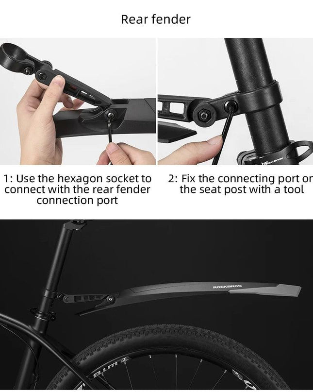 ROCKBROS Fender Mtb Rubber Tail Soft MTB Bike MTB Bike Widen Front Rear Mudguard Adjust Any Angle Fender Bike Accessories