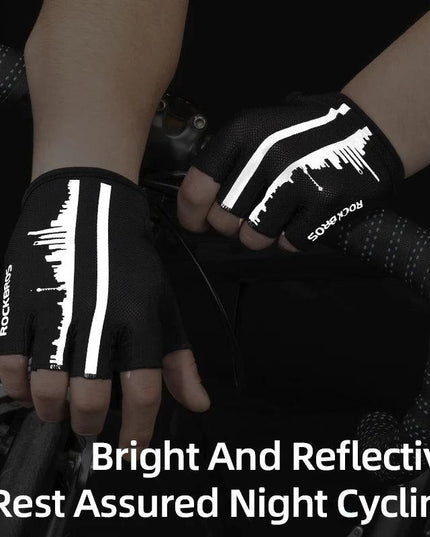 ROCKBROS Summer Cycling Half Finger Gloves Anti-slip Breathable Bicycle Gloves Men Women Anti-sweat Reflective Bike Gloves