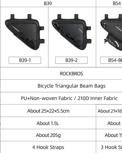 ROCKBROS Bike Bicycle Front Frame Triangle Bag Ultra-light Tube Small Packet Repair Tool Pouch Cycling Outdoor Sports Accessory