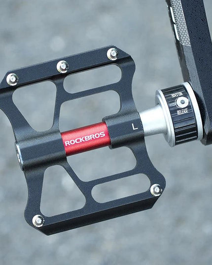 ROCKBROS Bicycle Pedales Mtb Quick Release CNC Rainproof Seal Bearing 8.2cm Widened Non-slip Chrome Molybdenum Bike Road Pedal
