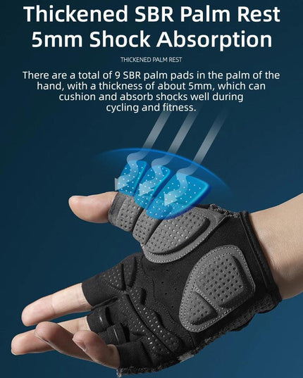 ROCKBROS Women Men's Cycling Gloves Fitness Breatahble SBR Shockproof Fingerless Gloves Moto MTB Bike Gloves Bicycle Accessories