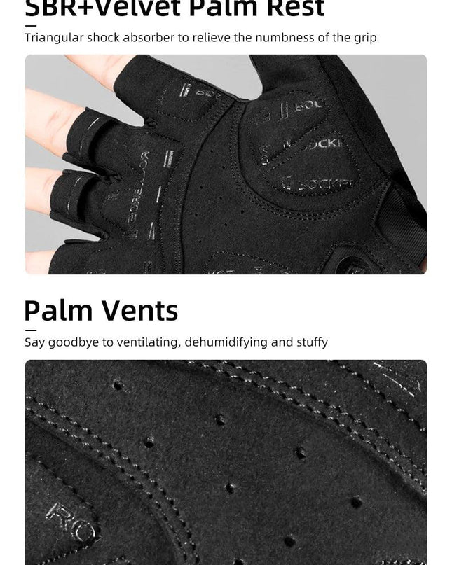 ROCKBROS Cycling Gloves Half Finger Shockproof Wear Resistant Breathable MTB Road Bicycle Gloves Men Women Sports Bike Equipment